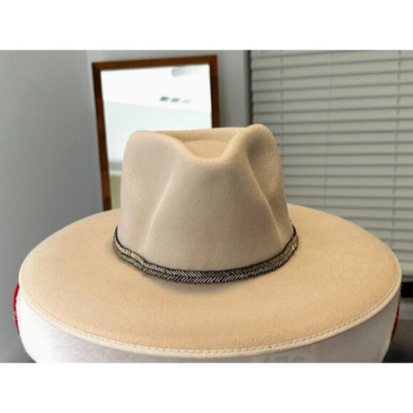 OLIVE & PIQUE 100% Wool Western Felt Hat Blush Beige One Size - Picture 1 of 10